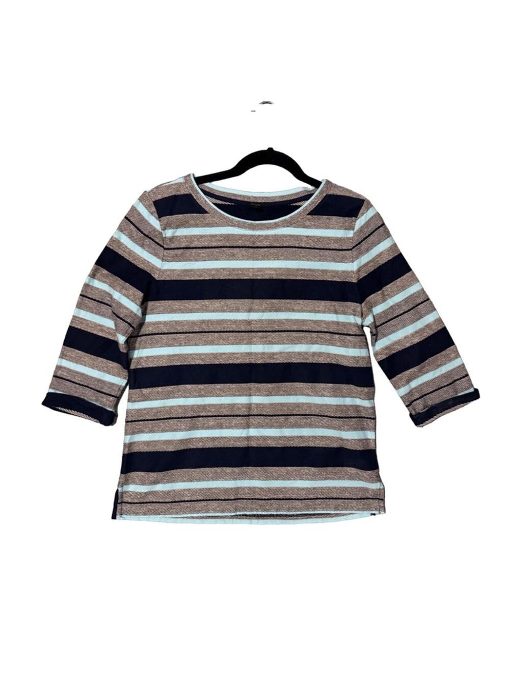 J.Crew shirt pullover stripes black pastel green brown sz medium